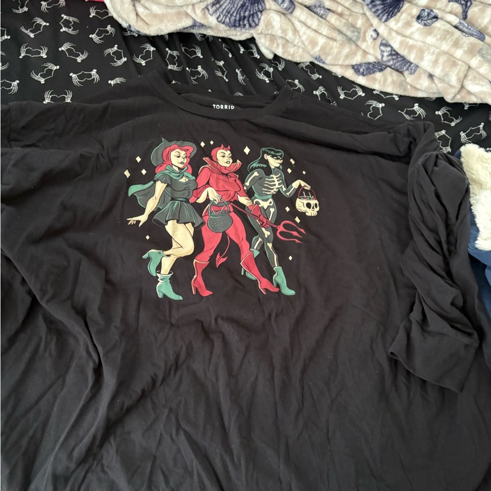 Torrid Halloween Black Graphic Long Sleeve Tee